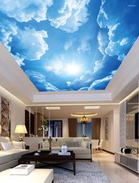 Wallpapers Ceiling Wall Mural Wallpaper For Walls Dreamy Beautiful Sky Blue White Clouds