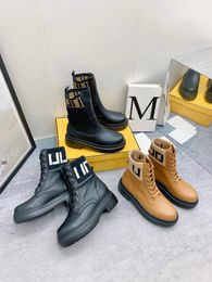 Designer Women Domino leather biker boots Autumn and Winter fashion high-quality Rubber sole outdoors Boots Size 35-41