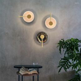 Wall Lamps Nordic Marble Round Bedroom Bedside Lamp Living Room Luxury Corridor Bathroom LED Deco Background Sconces Lights