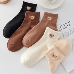 Women Socks Middle Tube Korean College Style Autumn And Winter Students Small Sweat-absorbing Breathable Cartoon Cotton