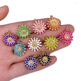 Pendant Necklaces Dainty Luxury Sunflower Colourful Enamel Charms Gold Plated Necklace Bracelat Accessories For Women Jewellery Gifts