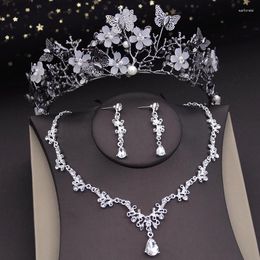 Necklace Earrings Set Luxury Butterfly Crown Bridal And Tiaras Sets Prom Wedding Jewellery Bride Costume Accessories