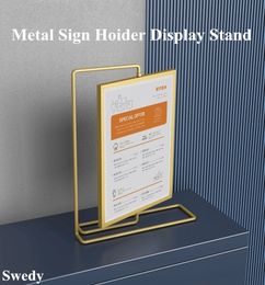 Business Card Files Double Sided Rotating T Shape Table Top Sign Holder Display Stand Restaurants Menu Paper Price Listing Ad Po Poster Frame 230907