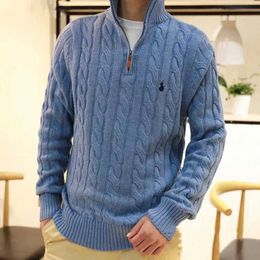 Mens Thick Sweater Designer Polo Half Zipper Ralphs Hoodie Long Sleeve Knitted Horse Twist High Collar Men Woman Laurens Embroidery Iibg5