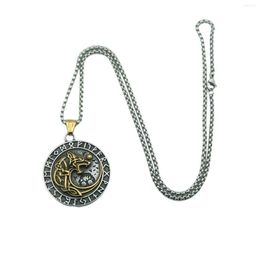 Pendant Necklaces 10pcs Men's Stainless Steel Vintage Viking Wolf Necklace Scandinavian Amulet Jewelry
