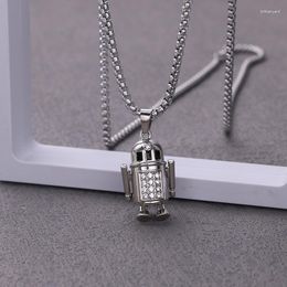 Pendant Necklaces Fashion Zircon Robot For Men And Women Hip Hop Cartoon Characters Sweater Chain Punk Jewellery Accessories Gift