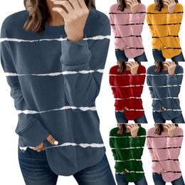 Women's Hoodies Women Autumn And Winter Casual Fashion Round Neck Long Sleeve Pullover Sweatshirt Simple Colour Printed Hoodie Ladies Fleece