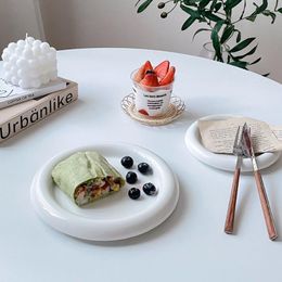 Plates Ceramic Plate Dish White Tableware Porcelain Jewellery Holder Snack Round Tray Display Oragnizer