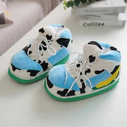 Slippers 2021 New Autumn Winter Slippers Warm Women Men Luminous Cotton Shoes Couples Non-Slip Plush Cotton Indoor Outdoor Kids Home X0905