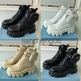 Boots New Designer Men Women Boots Monolith shiny Detachable Nylon Pouch Combat Shoes nylon Hailf Outdoor Thick Bottom Mid-length Boot 35-46 x0907