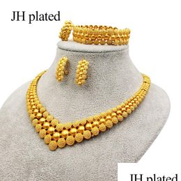 Jewellery Sets Nigeria Dubai Gold Colour African Bridal Gifts Party For Women Bracelet Necklace Earrings Ring Set Collares Drop Delivery Dhtji