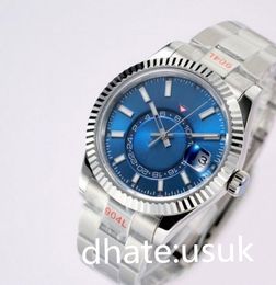 Luxury Wristwatch Calendar Sky-Dweller White Gold BLUE DIAL 42mm Fashion Jubilee Watch 326934 326933 Waterproof Men's Automatic Watches