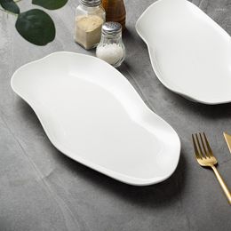 Plates Modern Ceramic Plate Creative Irregularity Restaurant Sashimi Sushi Dish White Afternoon Tea Dessert Home Kitchen Cutlery