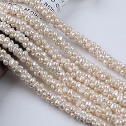 Loose Gemstones 6-8mm Natural White Baroque Wholesale Freshwater Pearl Strands Side Hole Strap Chain