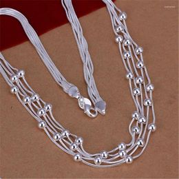 Chains Retro Charm 925 Sterling Silver Necklace For Women Lady Chain Solid Bead Fashion Trends Wedding Party Jewelry Gifts