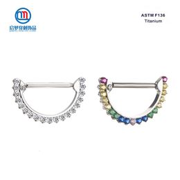 Labret Lip Piercing Jewelry 14G ASTM 36 Zircon Nipple Barbell Ring Clicker Sexy Nipplering Body 230906