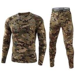 Men's Thermal Underwear Winter Camouflage Thermal Underwear Outdoor Sports Tactical Compression Fleece Warm Thermo Underwear Long Johns Sets Clothes 230907