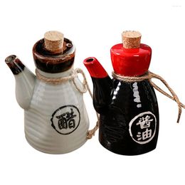 Dinnerware Sets 2 Pcs Ceramic Soy Sauce Bottle Condiment Japanese Style Oil Pot Mini Bottles Container Home Seasoning Dispenser Jar
