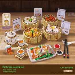 Blocks 770pcs Cantonese Morning Tea Snack Building Block Delicious Food Sets For Children Girl Toys Gifts Toy R230907