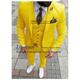 New Classic Me Suits Noivo Terno Slim Fit Masculino Evening Suits For Men Shawl Lapel Groom Tuxedos Yellow Purple Wedding Wear234Y