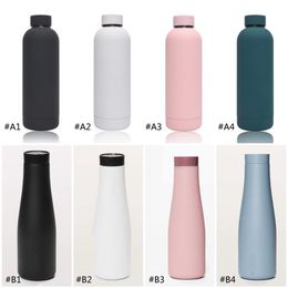 LL Water Bottle Vacuum Yoga Fitness Bottles Simple Pure Color Straws Stainless Steel Insulated Tumbler Mug Cups with Lid Thermal I222W