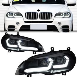 Headlight For X5 E70 20 07-20 13 Head Lights Double L 20 22 Style LED Daytime Running Lights Front Signal Lamp