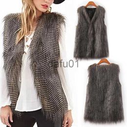 Women's Fur Faux Fur 2021 Fashion Women's Faux Fur Vest Waistcoat Fur Sleeveless Gilet Winter Warm Outerwear Furry Waistcoat Jacket Autumn Knitted x0907