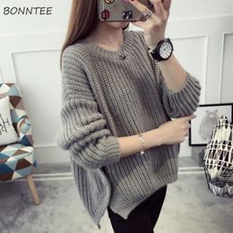 Women's Sweaters Pullovers Women Students Fashion Design Leisure Knitting O-neck Solid Warm Stylish Autumn Ulzzang Charming Lazy Tender