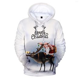 Men's Hoodies Men Long Sleeve Christmas Printed T Shirt Korean Style Hooded Sweatshirt White Anime Elk Tops Blouse Male Jumpers