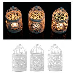 Candle Holders Hollow Holder Candlestick Tealight Hanging Lantern Bird Cage Vintage Wrought Y5GB
