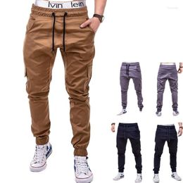 Men's Pants Men Cargo Solid Color Drawstring Elastic Waist Multi-Pockets Wholesale Custom Streetwear