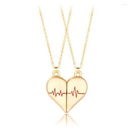 Chains 2Pcs/Set Chain Necklace Elegant Pendant Women Hypoallergenic Heartbeat Jewellery