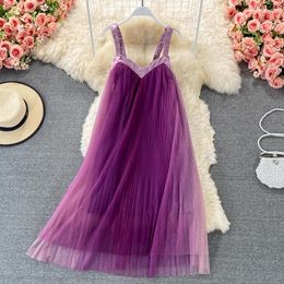 Casual Dresses Summer Starry Sky Gradient Colour Super Fairy Mesh Broadband Halter Dress