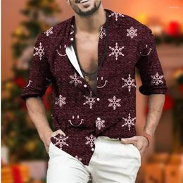 Men's Dress Shirts List Christmas Snowflake Social Party Shirt 3D Printing Pattern Original Oversized 6XL Gift