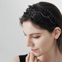 Hair Clips European And American Handmade Crystal Beaded Bridal Tiara Wedding Mesh Bridesmaid Headband