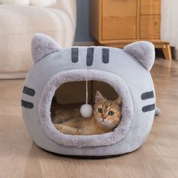 kennels pens Enclosed Cat House Pet Supplies Portable Beds Comfort in Winter Bed Iittle Mat Cozy Warm Cave Sleeping 230906