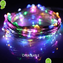 Garden Decorations 1/2M Led Christmas Decoration Lights Light Bedroom Outdoor Festoon Lamp Garden Fairy String Festive Atmosphere Drop Dhyjt