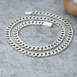 Chains Fashion S925 Sterling Silver Jewelry Vintage Thai Personalized Glossy Simple Trendy Men's Thick Necklace
