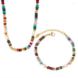 Necklace Earrings Set 2023 Natural Stone Beads Jewerly Sets Necklaces Bracelet Faceted Round Mini For Women Jewelry Gifts