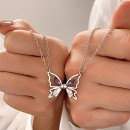 Pendant Necklaces Lovers Matching Couple Jewellery Chain Butterfly Heart Necklace