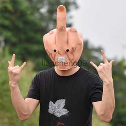Party Masks Cosplay Vertical Middle Finger Mask Creative Personality Despises Spoof Headgear Props Halloween Dress Up Creepy Fingers Mask x0907