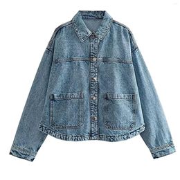 Women's Jackets Womens Oversized Denim Jacket Casual Long Sleeve Jean Anorak Women Lightweight Shirts