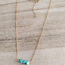 Chains Stainless Steel Chain Natural Irregular Turquoise Necklace Fashion Luxury Jewellery For Family Friends Birthday Party Gifts