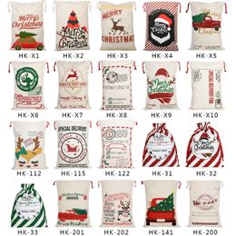 Canvas Christmas Santa Bag Large Drawstring Candy Claus Bags Xmas Gift Santa Sacks For Festival Decoration