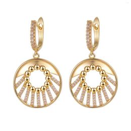 Dangle Earrings Female Round Inlaid Stone Elegant Simple Atmosphere Banquet Ball For Wife Feast Wedding