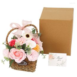 Decorative Flowers Handmade DIY Home Floral Rose Soap Flower Basket Valentine's Day Christmas Gift With