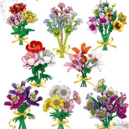 Blocks Flowers Building Blocks Romantic Bouquet Rose Ideas Home Furnishings Toys For Children Gift R230907