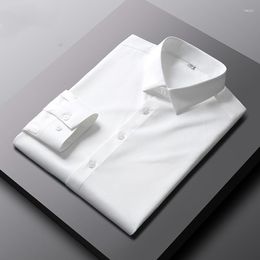 Men's Dress Shirts High Quality Stretch Anti-Wrinkle Men Long Sleeve For Male Slim Social Business Blouse Solid Colour Shirt