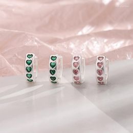 Hoop Earrings MEETSOFT 1 Piece 925 Silver Colourful Zirconia Heart For Fashion Women Fine Jewellery Minimalist Accessories