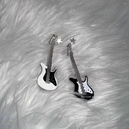 Hair Clips Punk Mini Black White Guitar Star Hairpin For Women Creative Trend Fun Casual Clip Harajuku Aesthetics Y2k Accessories